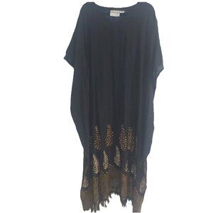 Westside Designs Brown Plus Size Kaftan Sequins V Neck Maxi Boho Modest